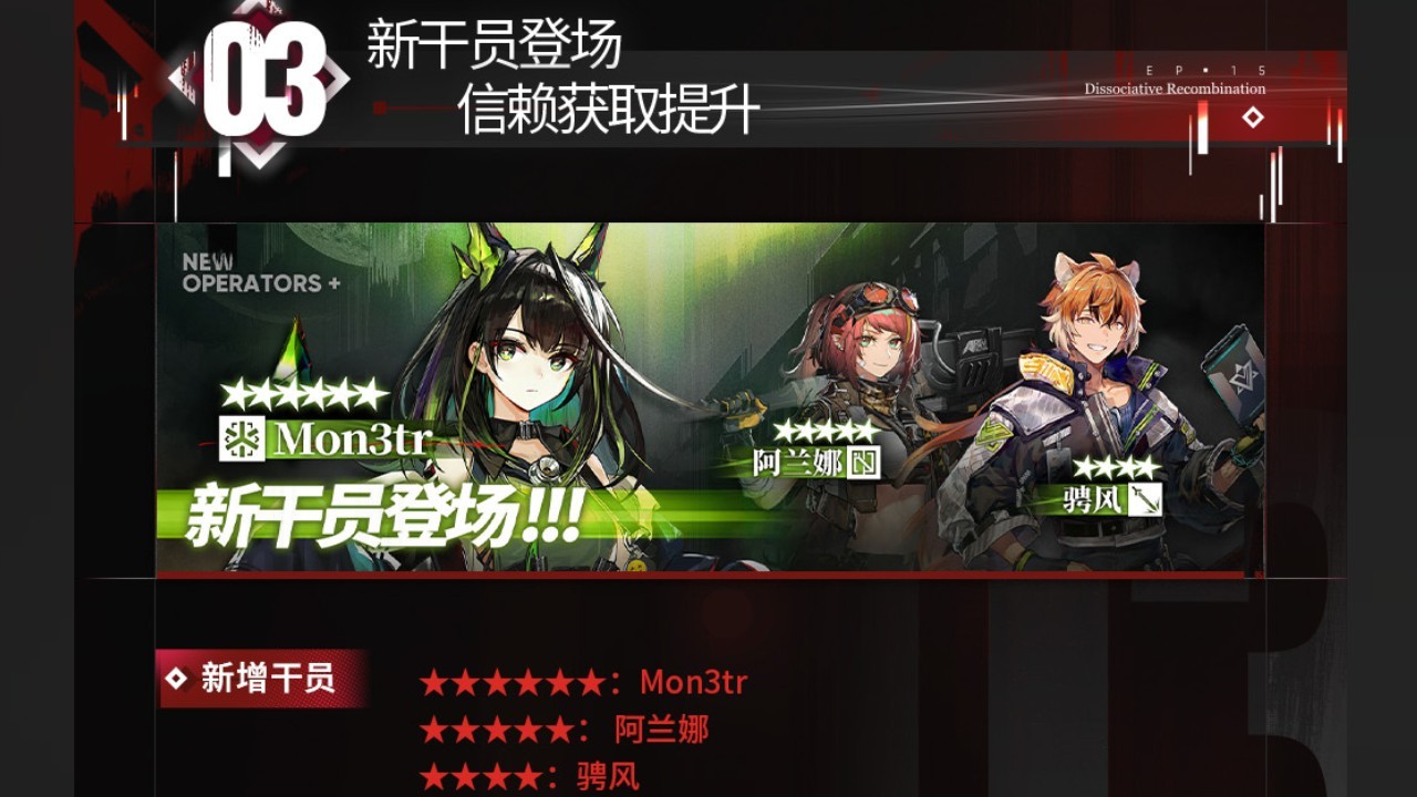 新干员上线，信赖获取增加